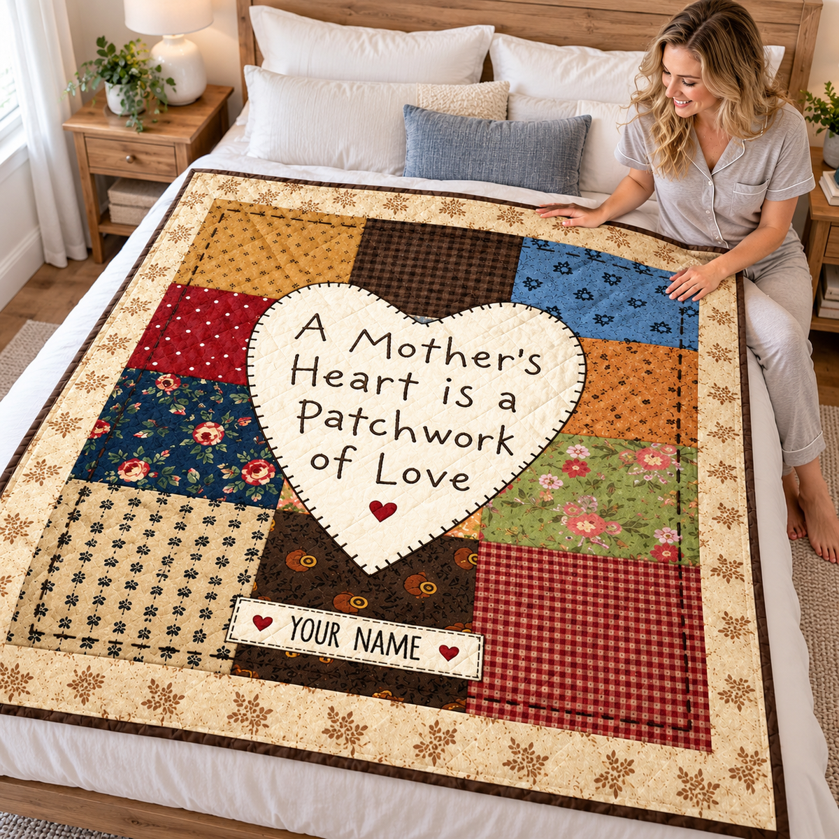 Mother's Love Vintage Patchwork Personalized Quilt