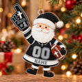 Jesus #1 Black Silver Football Santa Personalized Sports Ornament