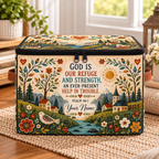 Folk Art Village Personalized Square Storage Basket With Lid