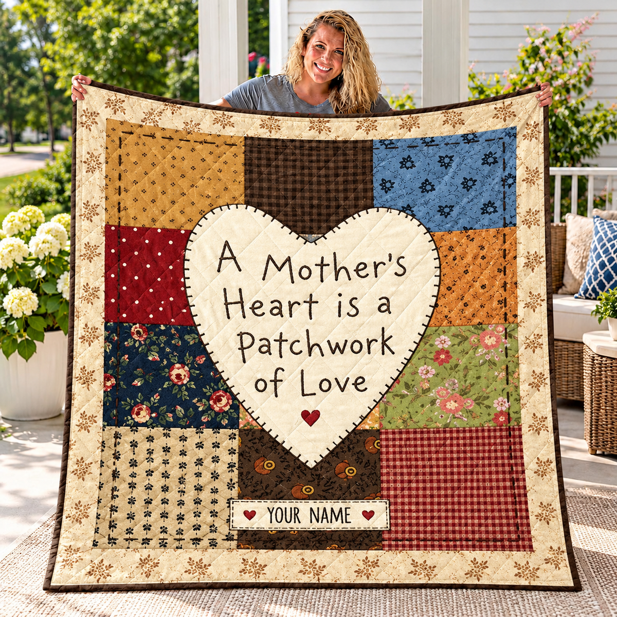 Mother's Love Vintage Patchwork Personalized Quilt