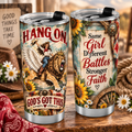 Hang On God's Got This Cowgirl Riding Winged Lion Normal Tumbler