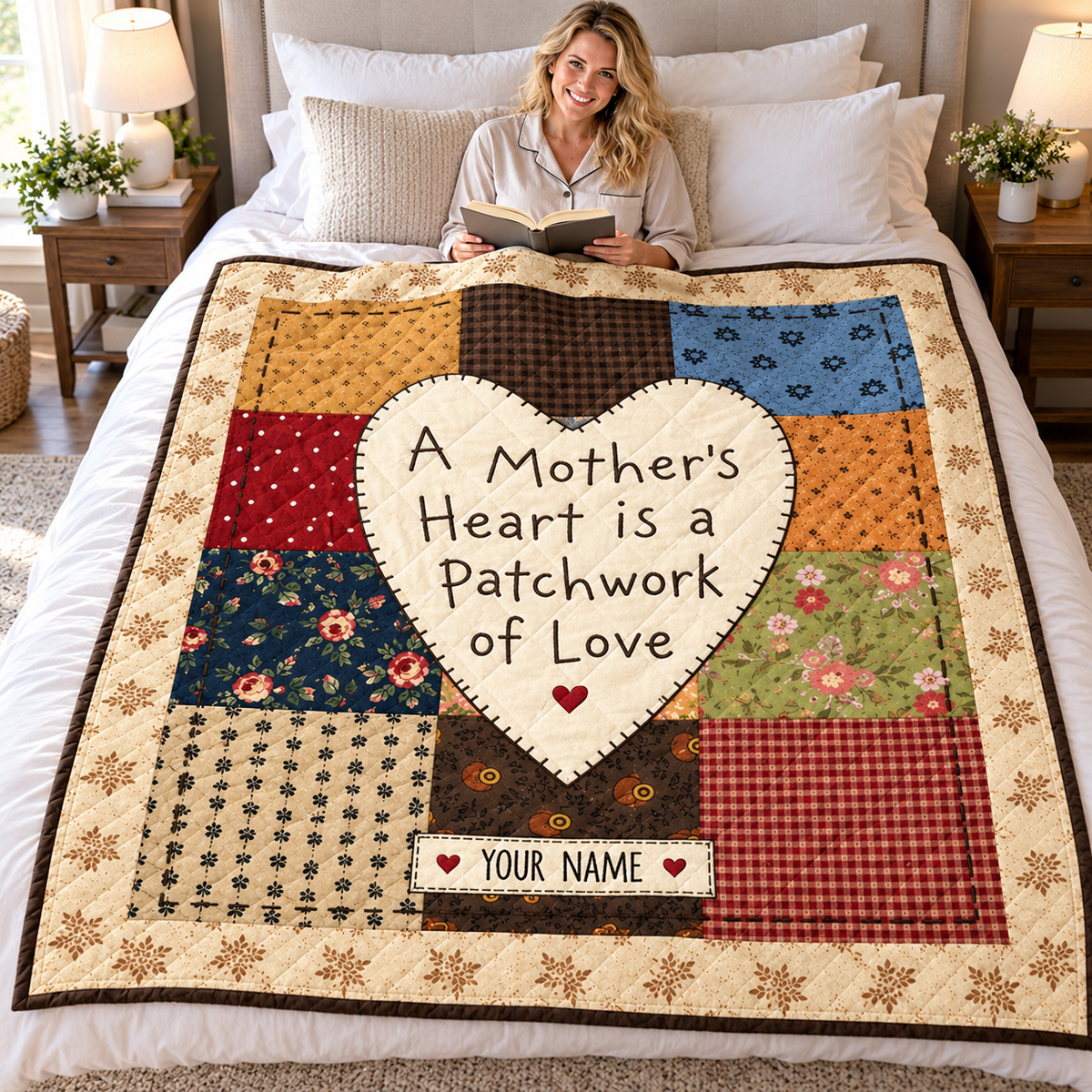 Mother's Love Vintage Patchwork Personalized Quilt