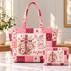 Pink Floral Patchwork Personalized Quilted Shoulder Bag & Storage Bag