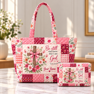 Pink Floral Patchwork Personalized Quilted Shoulder Bag & Storage Bag