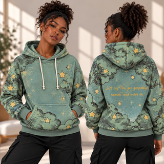 Sage Green Clouds and Stars Waffle Hoodie