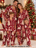 Burgundy Winter Reindeer Personalized Family Ice Silk Pajamas