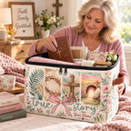 Pink Bow Botanical Collage Personalized Square Storage Basket With Lid