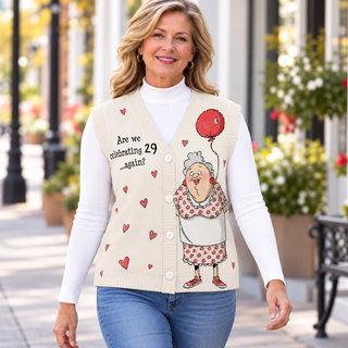 Birthday Granny Balloon Personalized Knitted Cardigan Vest
