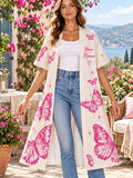 Pink Butterfly Personalized Women's Short Sleeved Cape