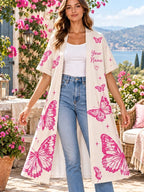 Pink Butterfly Personalized Women's Short Sleeved Cape