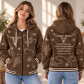 Brown Western Longhorn Zip-up Baseball Jacket
