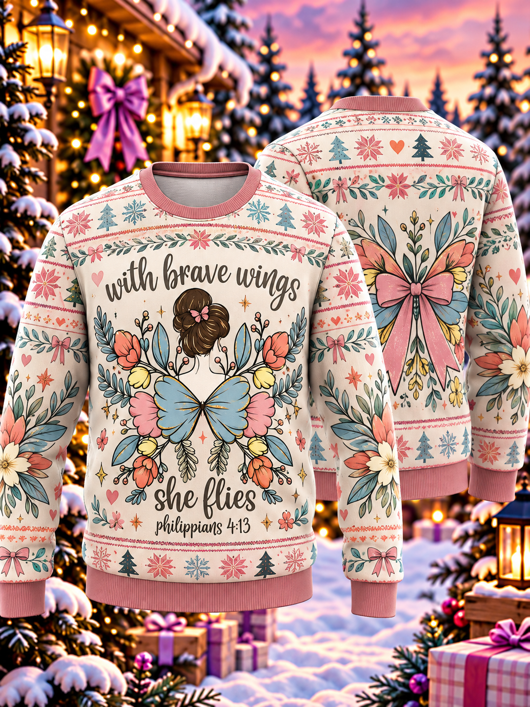 With Brave Wings She Flies Ugly Sweater