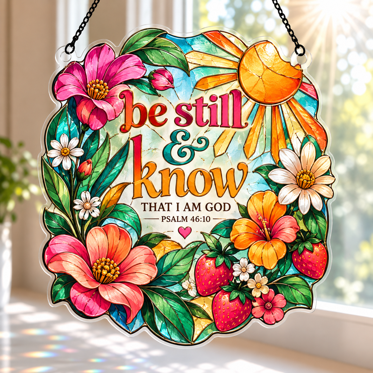 Be Still And Know Summer Garden Acrylic Suncatcher