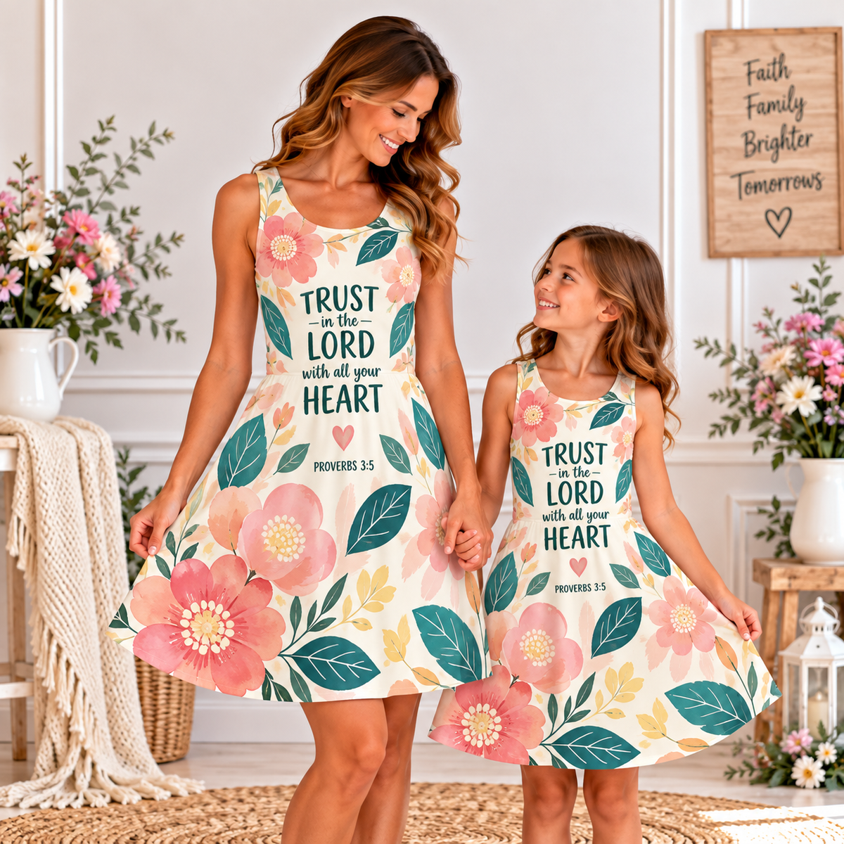 Trust in the Lord Floral Sleeveless Dress