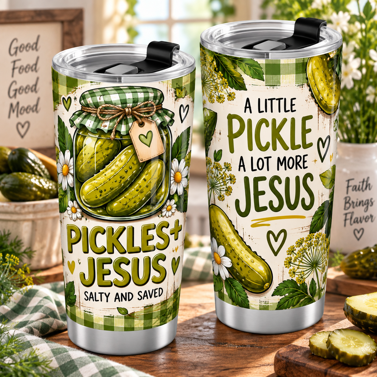 Pickles Plus Jesus Salty And Saved A Little Pickle Normal Tumbler