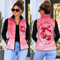 Pink Cherry Bow Down Puffer Vest