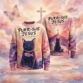 Purr-Sue Jesus Black Cat Matthew 4:19 Sweatshirt