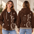 Brown Butterfly Wings Dove Zip-up Baseball Jacket