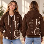 Brown Butterfly Wings Dove Zip-up Baseball Jacket