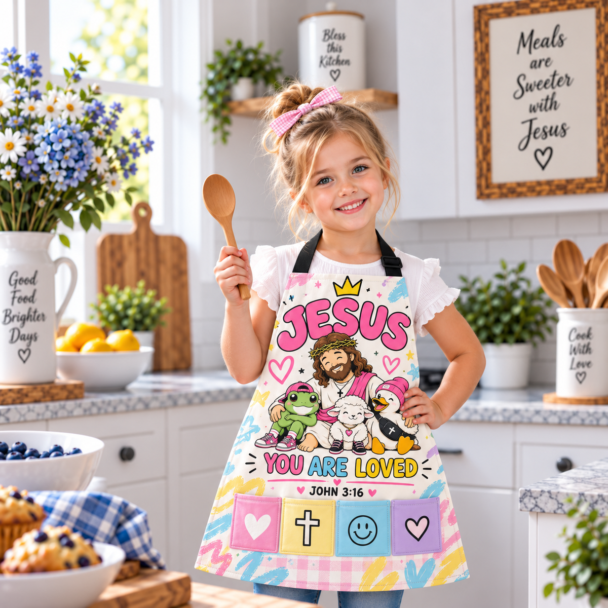 Jesus You Are Loved John 3:16 Kids Apron