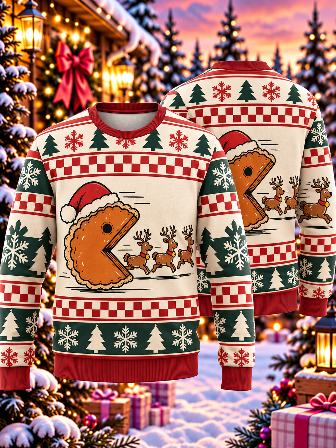 Gingerbread Cookie Reindeer Chase Ugly Sweater
