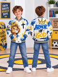 Armor Of God Lion Kids Baseball Jacket