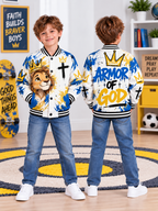 Armor Of God Lion Kids Baseball Jacket