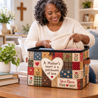 Mother's Heart Patchwork Personalized Square Storage Basket With Lid