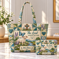 Meadow Lamb & Butterfly Personalized Quilted Shoulder Bag & Storage Bag