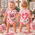 Jesus Heals Pink Heart Baby Bodysuit