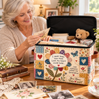 Grandma Flower Patchwork Personalized Square Storage Basket With Lid