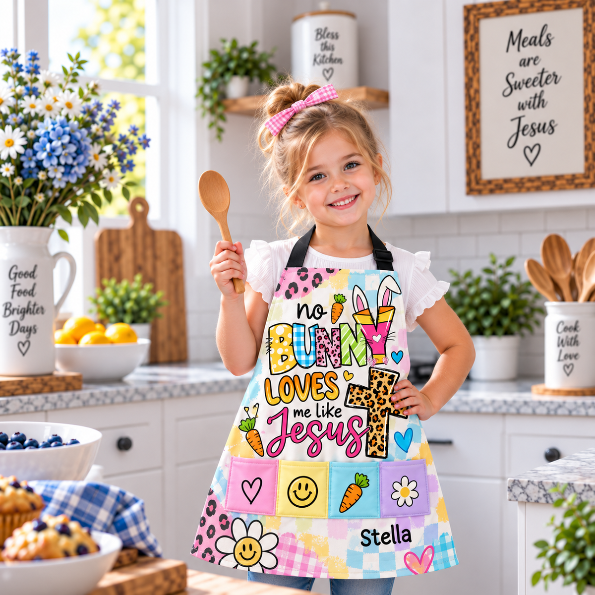 No Bunny Loves Me Like Jesus Kids Apron