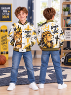 Armor Of God Crowned Lion Kids Baseball Jacket