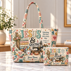 Vintage Sewing & Quilting Personalized Quilted Shoulder Bag & Storage Bag