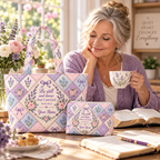 Lavender Rose Patchwork Personalized Quilted Shoulder Bag & Storage Bag
