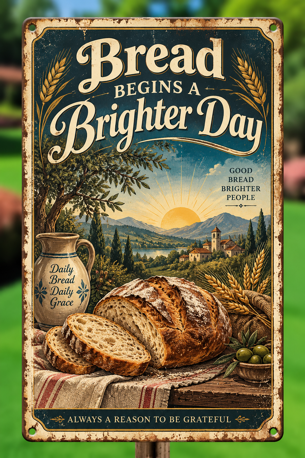Bread Begins a Brighter Day Metal Sign