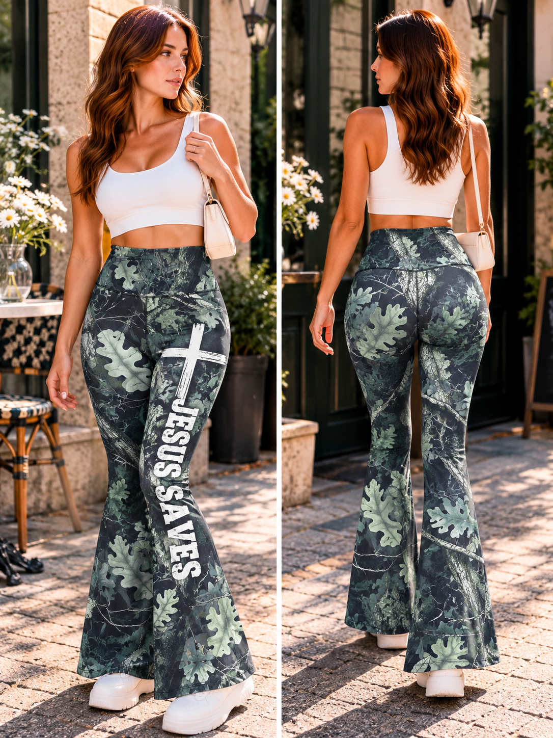 Jesus Saves Camo Flare Yoga Pants