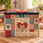 Cat Heart Patchwork Personalized Square Storage Basket With Lid