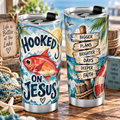 Hooked On Jesus Red Fish Ocean Waves Fishing Hook Normal Tumbler