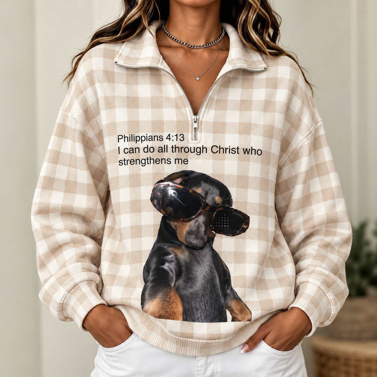 Sunglasses Dachshund Women's Half-zip Sweatshirt NWY076