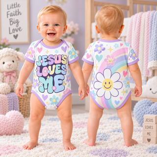 Jesus Loves Me Daisy Baby Bodysuit