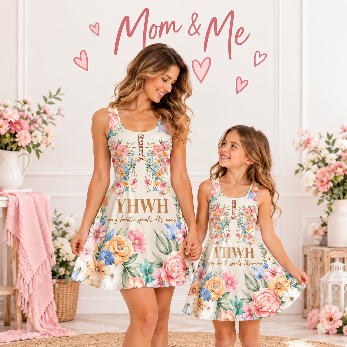 Floral Mother-Daughter Matching Sleeveless Dress