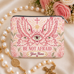 Be Not Afraid Pink Angel Personalized PU Leather Pouch