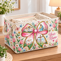 Pink Bow Spring Floral Personalized Storage Basket