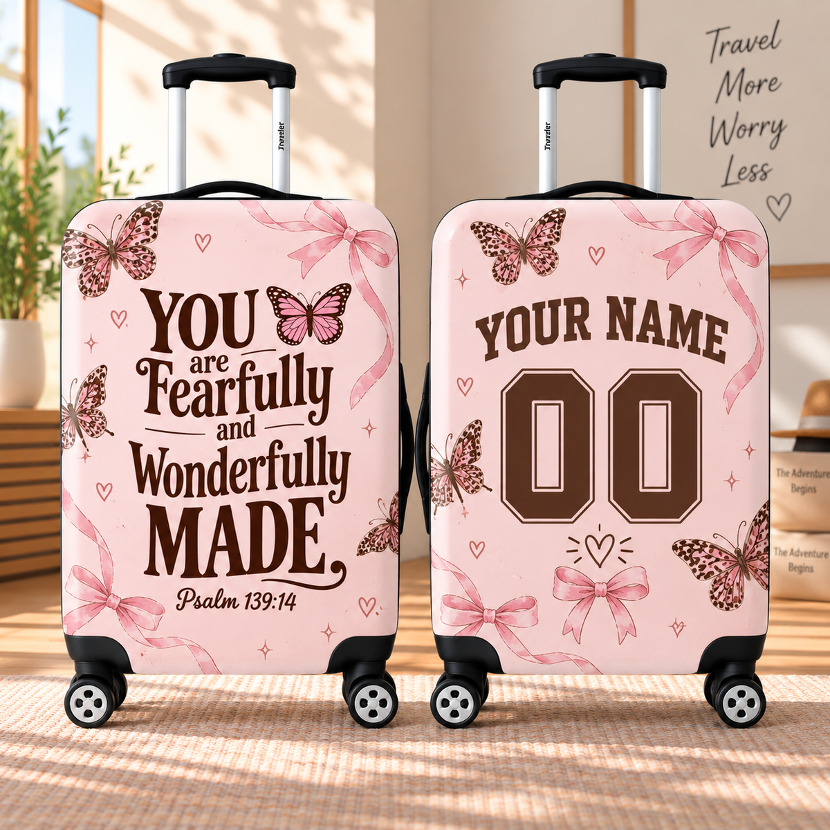 Wonderfully Made Butterflies Personalized Luggage Cover