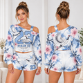 Psalm 23 Crane Floral One-Shoulder Top and Shorts Set