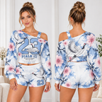 Psalm 23 Crane Floral One-Shoulder Top and Shorts Set