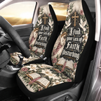 Black White Floral Skull Car Seat Covers
