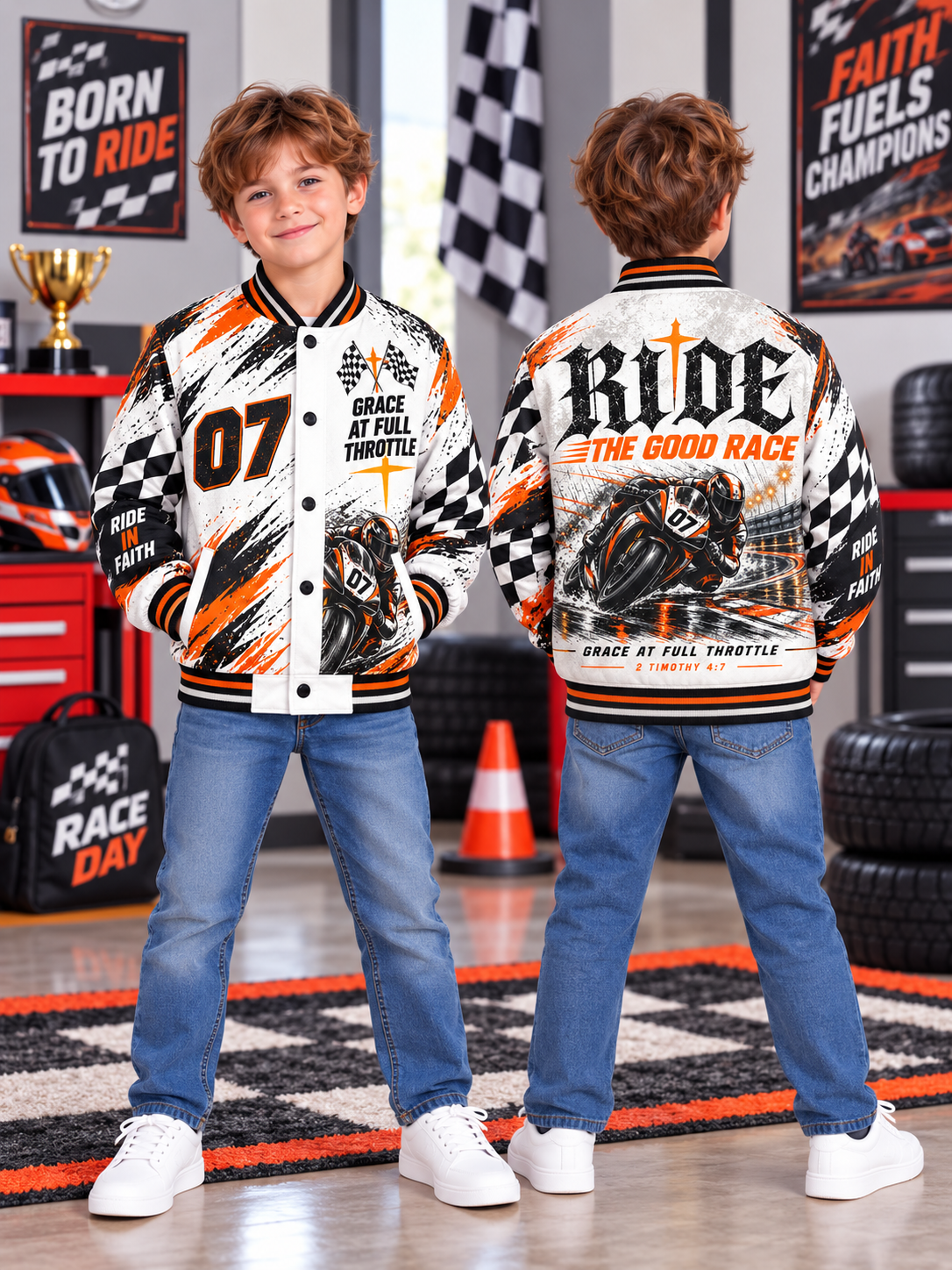 Ride The Good Race Kids Baseball Jacket