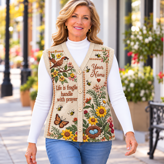 Songbird Sunflower Garden Personalized Knitted Cardigan Vest